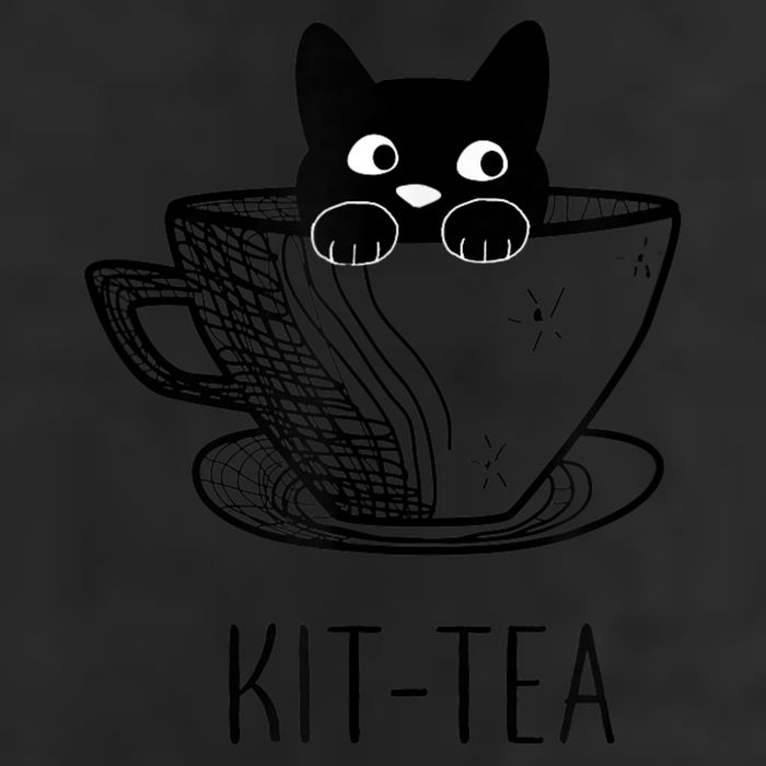 KitTea Funny Cat Lover Gift, Cute Black Cat 7 Panel Mesh Trucker Snapback Hat