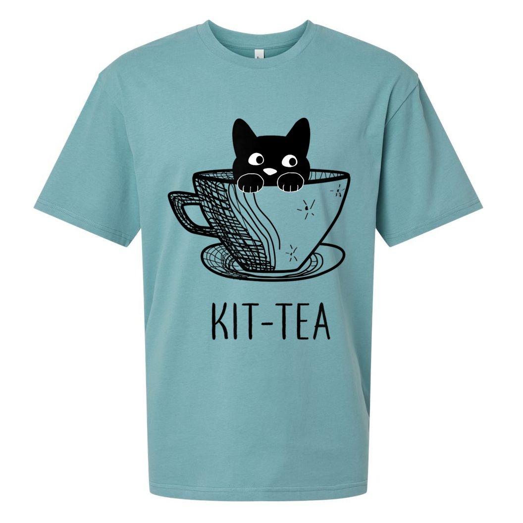 KitTea Funny Cat Lover Gift, Cute Black Cat Sueded Cloud Jersey T-Shirt