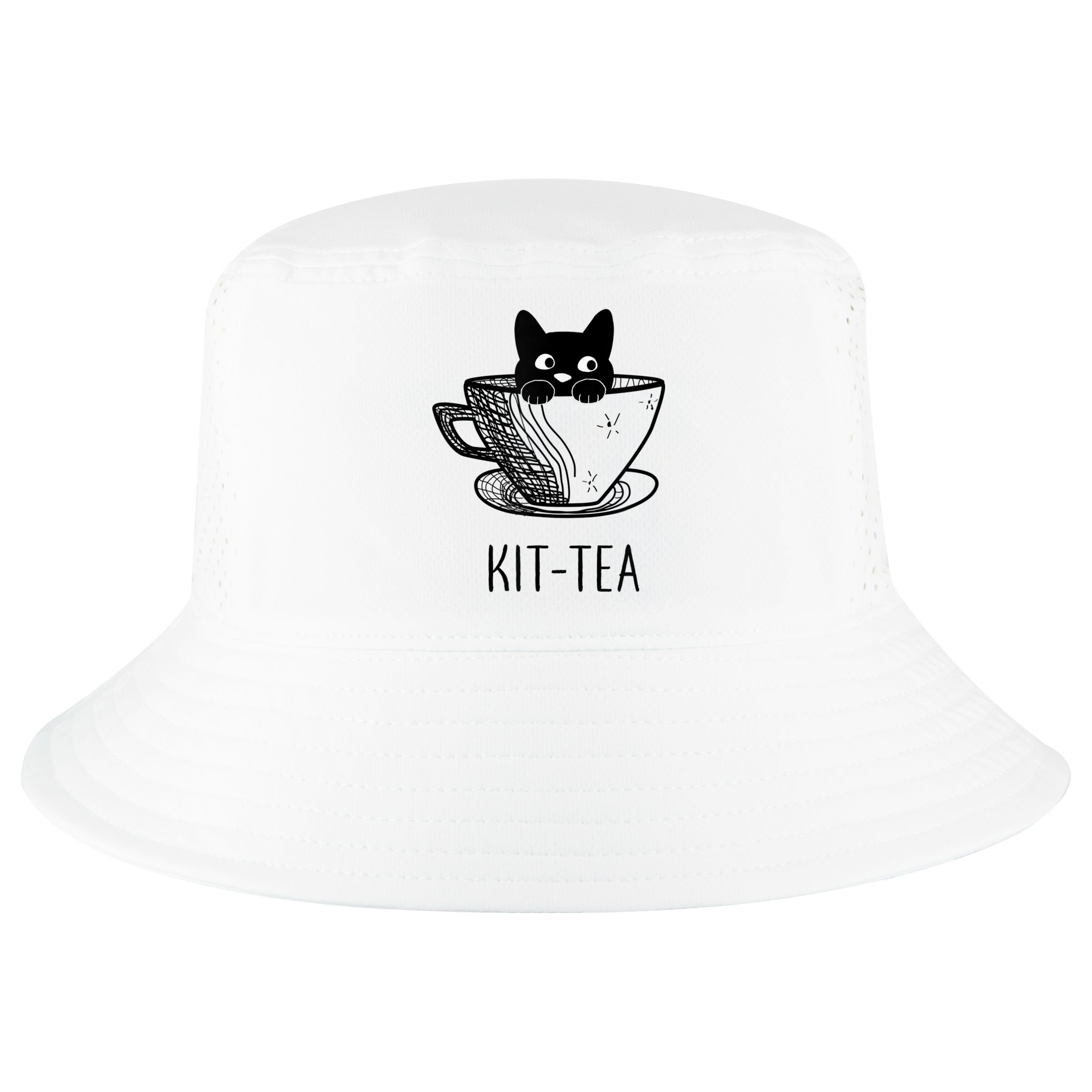 KitTea Funny Cat Lover Gift, Cute Black Cat Cool Comfort Performance Bucket Hat