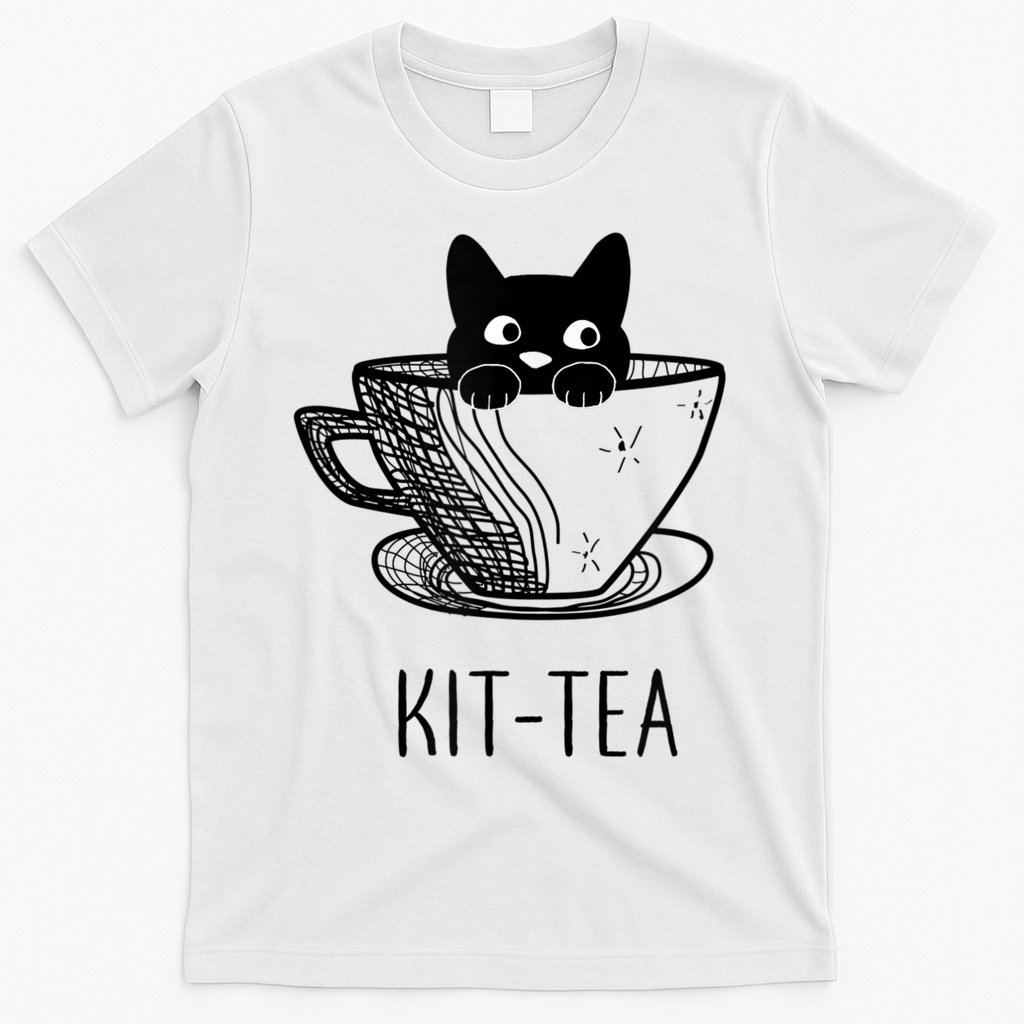 KitTea Funny Cat Lover Gift, Cute Black Cat T-Shirt