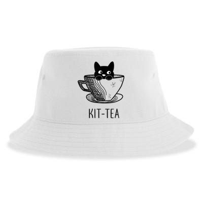 KitTea Funny Cat Lover Gift, Cute Black Cat Sustainable Bucket Hat