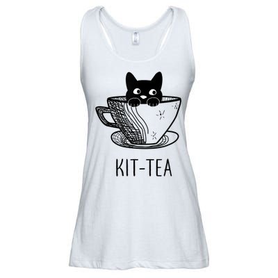 KitTea Funny Cat Lover Gift, Cute Black Cat Ladies Essential Flowy Tank
