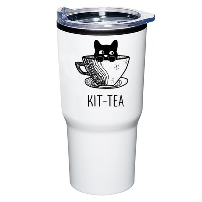KitTea Funny Cat Lover Gift, Cute Black Cat Tumbler