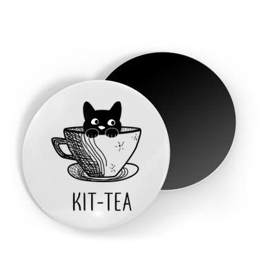 KitTea Funny Cat Lover Gift, Cute Black Cat Magnet