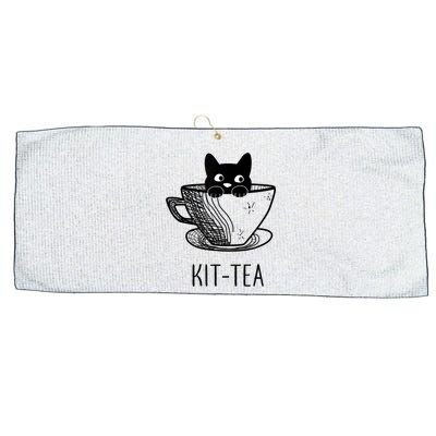 KitTea Funny Cat Lover Gift, Cute Black Cat Large Microfiber Waffle Golf Towel