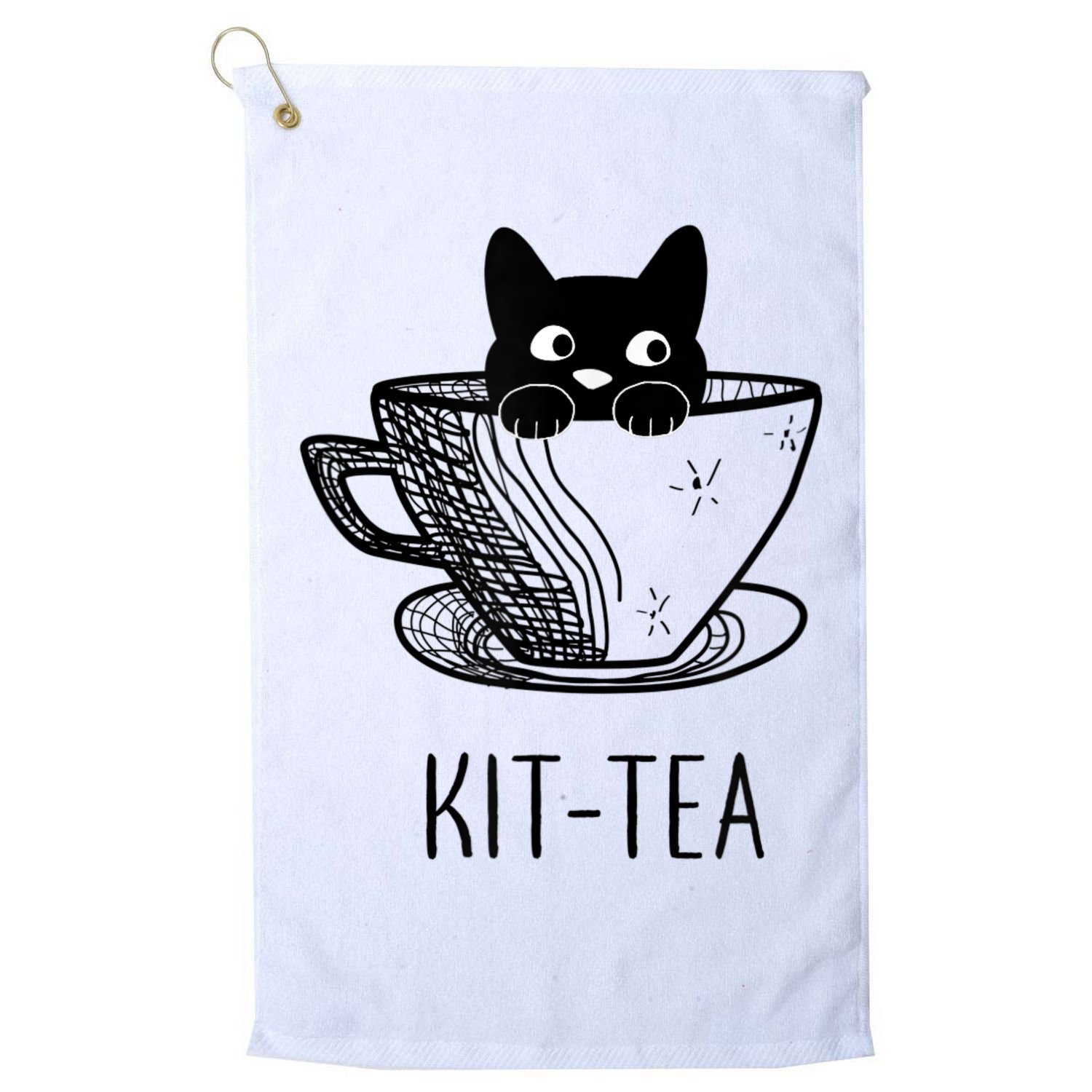 KitTea Funny Cat Lover Gift, Cute Black Cat Golf Towel