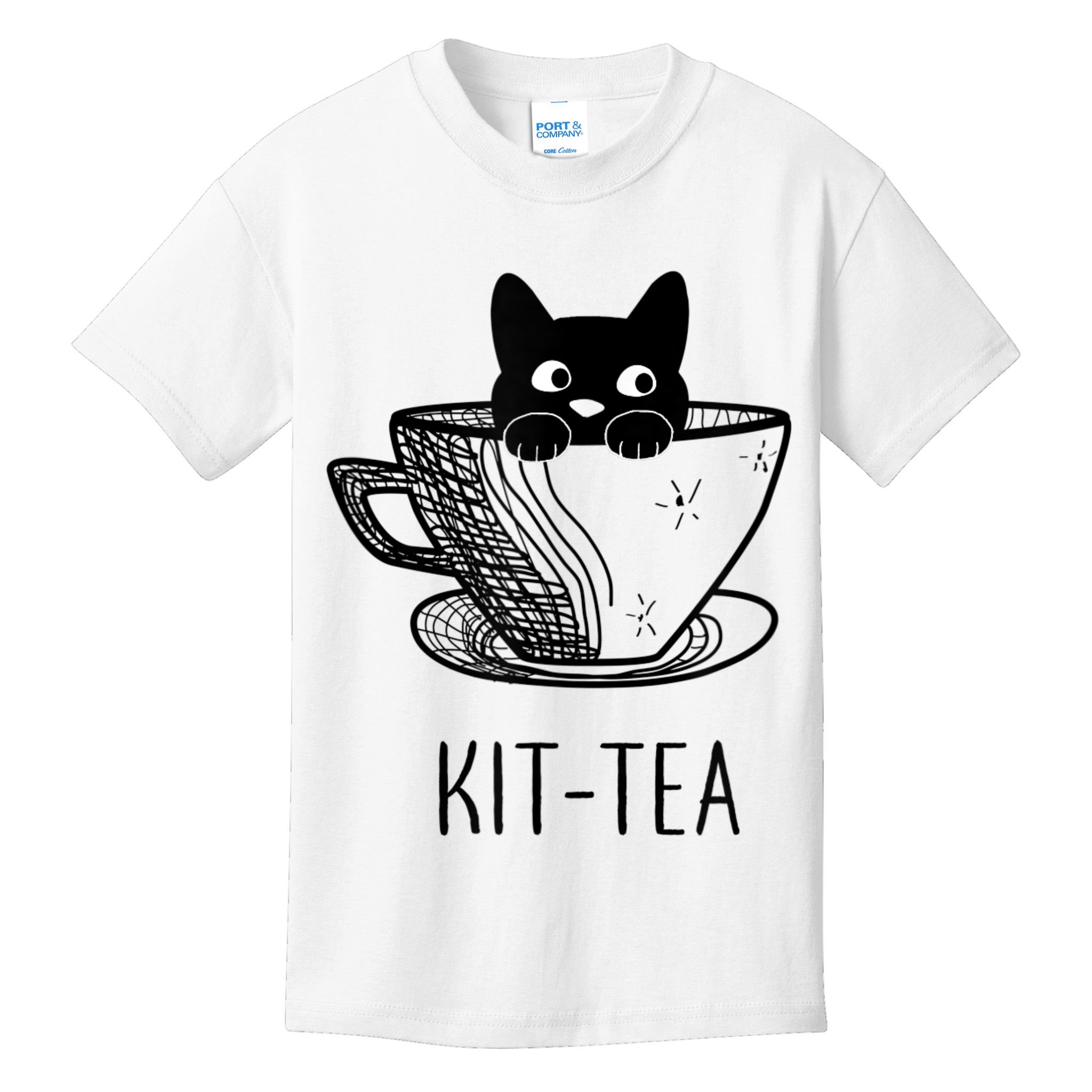 KitTea Funny Cat Lover Gift, Cute Black Cat Kids T-Shirt