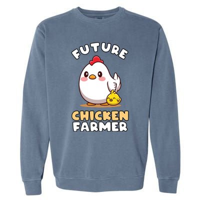 Kids Future Chicken Farmer Gift For Farmer Kids Garment-Dyed Sweatshirt