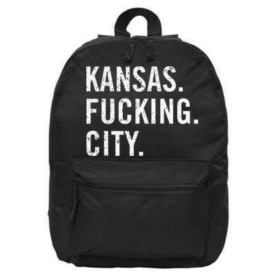 Kansas Fucking City Funny Kansas City Pride Gift Idea 16 in Basic Backpack