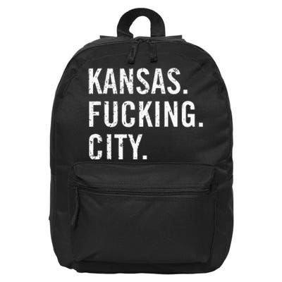 Kansas Fucking City Funny Kansas City Pride Gift Idea 16 in Basic Backpack