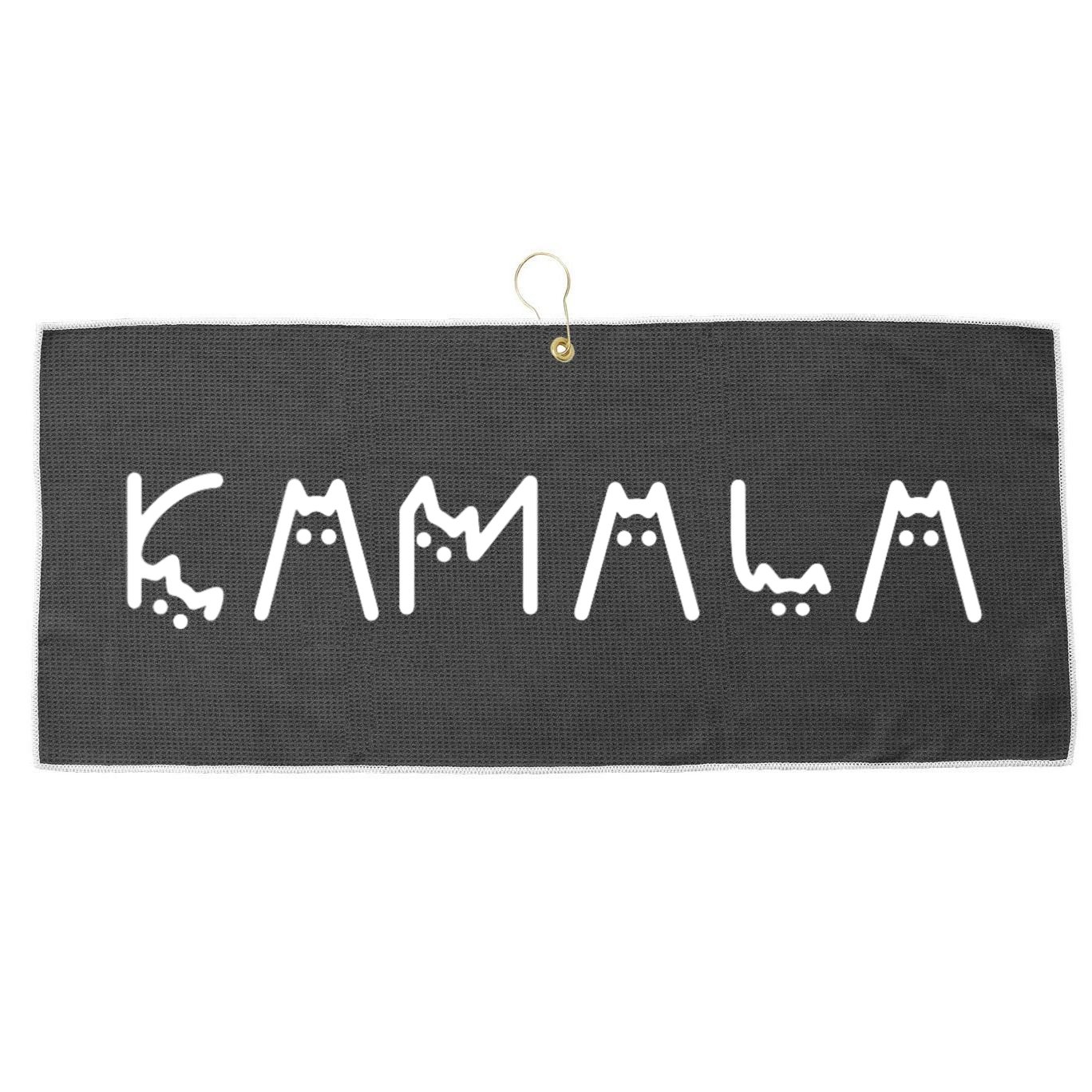 Kamala Funny Cat Ladies And Cat Guy Large Microfiber Waffle Golf Towel