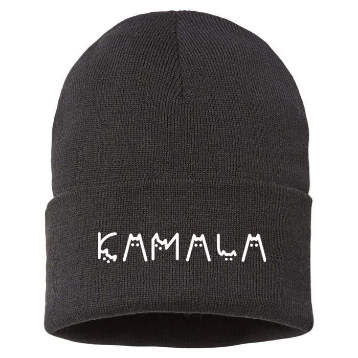 Kamala Funny Cat Ladies And Cat Guy Sustainable Knit Beanie