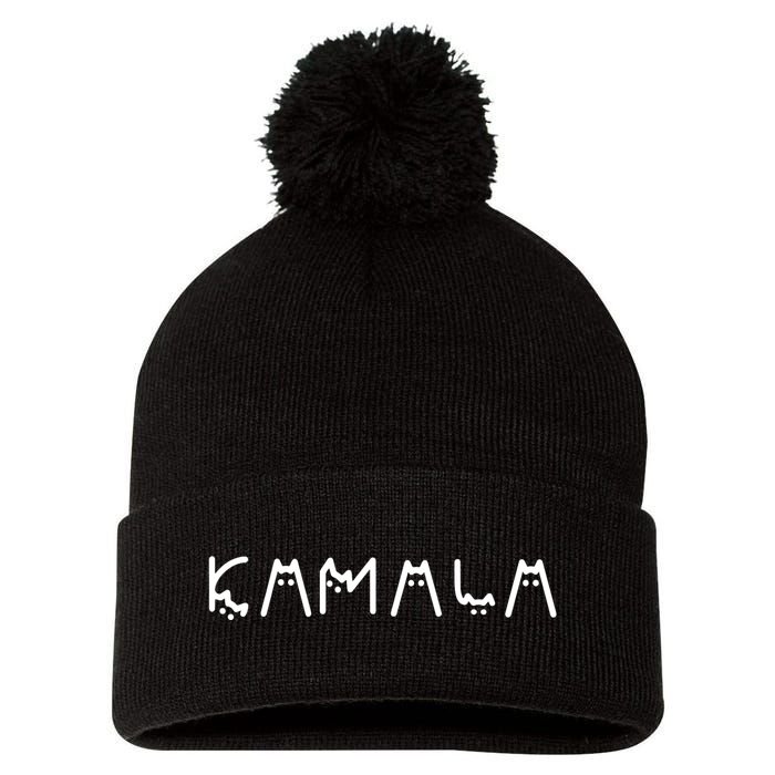 Kamala Funny Cat Ladies And Cat Guy Pom Pom 12in Knit Beanie