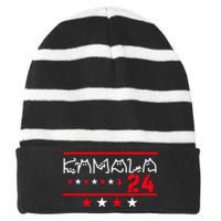 Kamala Funny Cat Ladies And Cat Striped Beanie with Solid Band