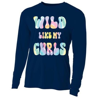 Kids Funny Curly Hair Wild Like My Curls Girl Boy Tie Dye Cooling Performance Long Sleeve Crew