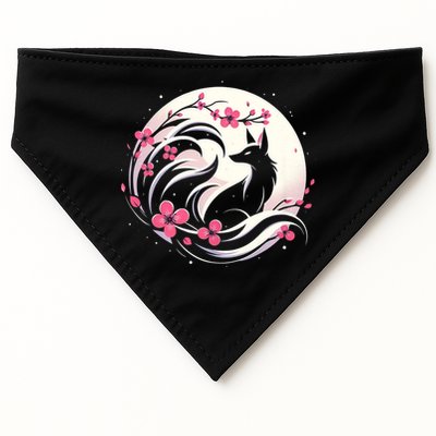 Kitsune Fox Cherry Blossom Flowers Japanese Nine Tailed Fox USA-Made Doggie Bandana