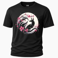 Kitsune Fox Cherry Blossom Flowers Japanese Nine Tailed Fox Cooling Performance Crew T-Shirt
