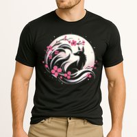 Kitsune Fox Cherry Blossom Flowers Japanese Nine Tailed Fox Cooling Performance Crew T-Shirt