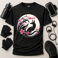 Kitsune Fox Cherry Blossom Flowers Japanese Nine Tailed Fox Cooling Performance Crew T-Shirt