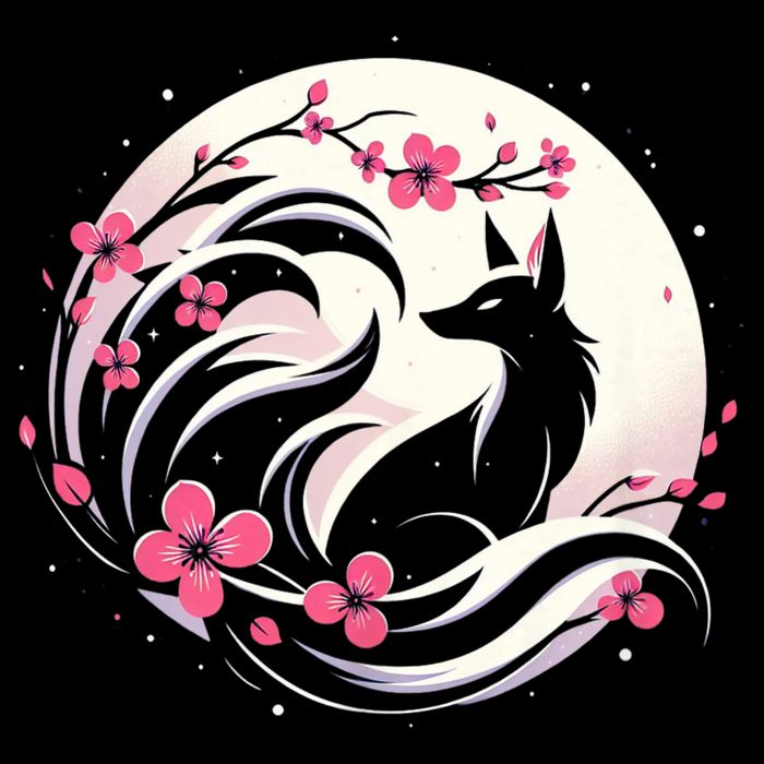 Kitsune Fox Cherry Blossom Flowers Japanese Nine Tailed Fox Cooling Performance Crew T-Shirt
