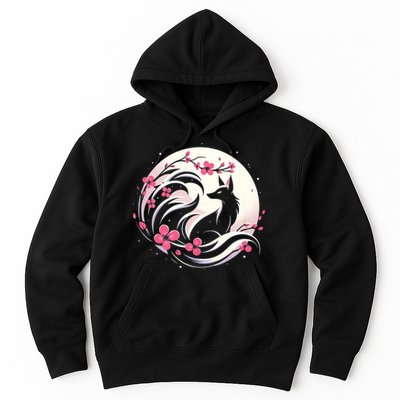 Kitsune Fox Cherry Blossom Flowers Japanese Nine Tailed Fox Hoodie