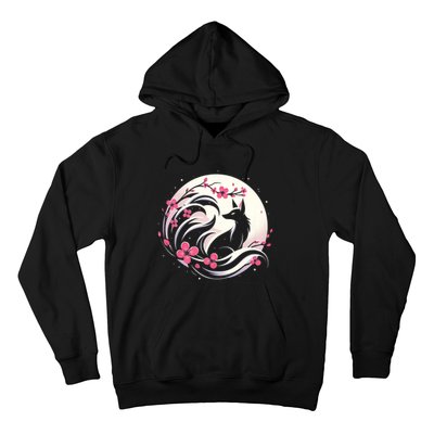 Kitsune Fox Cherry Blossom Flowers Japanese Nine Tailed Fox Hoodie