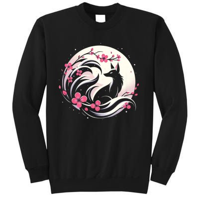 Kitsune Fox Cherry Blossom Flowers Japanese Nine Tailed Fox Sweatshirt