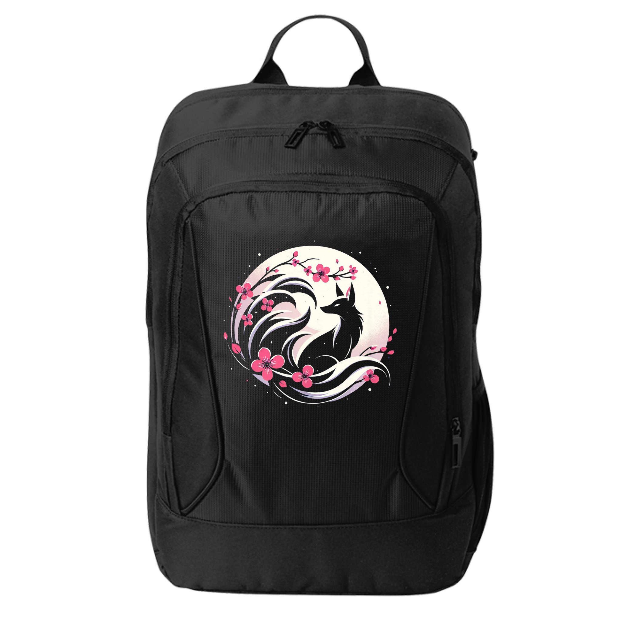 Kitsune Fox Cherry Blossom Flowers Japanese Nine Tailed Fox City Backpack