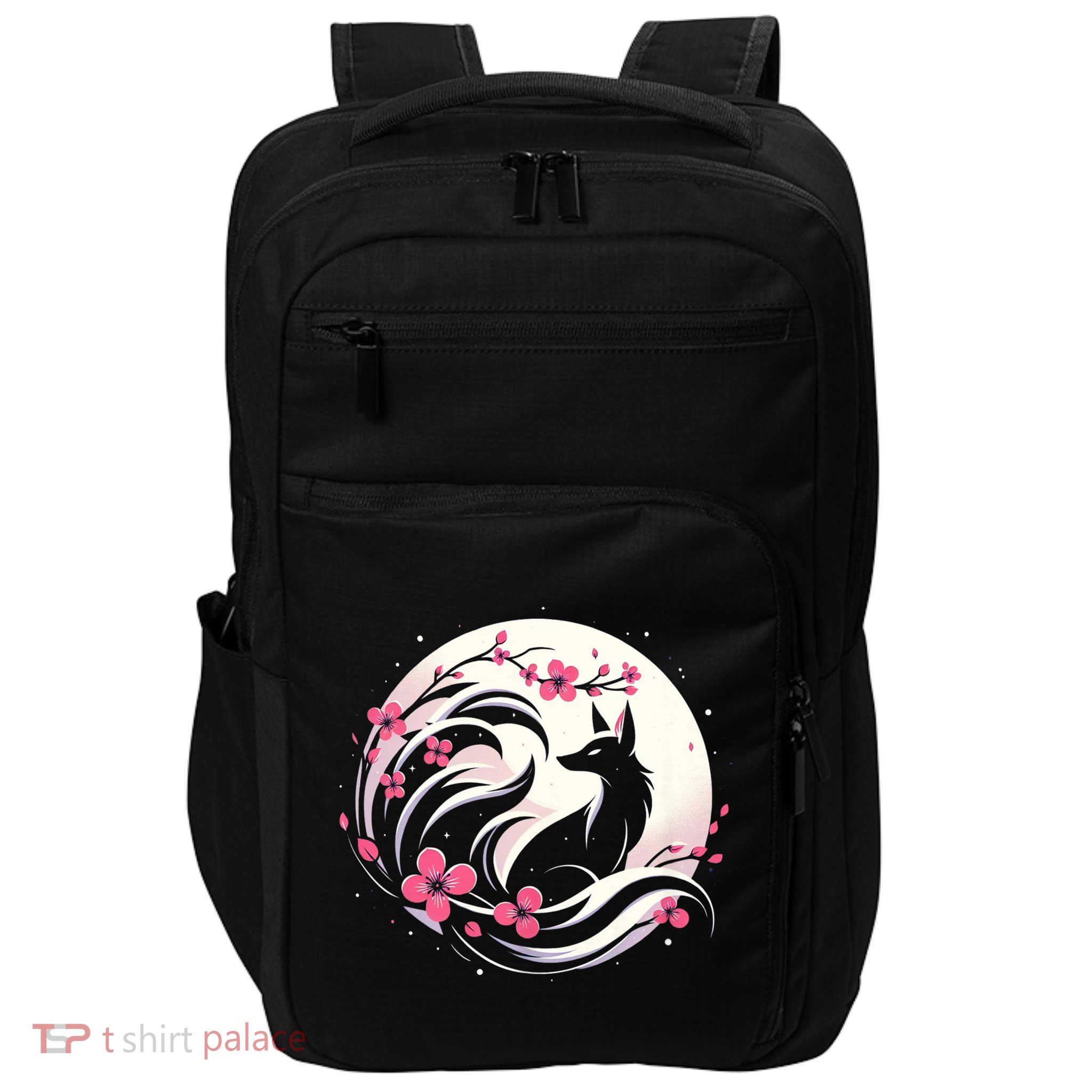 Kitsune Fox Cherry Blossom Flowers Japanese Nine Tailed Fox Impact Tech Backpack