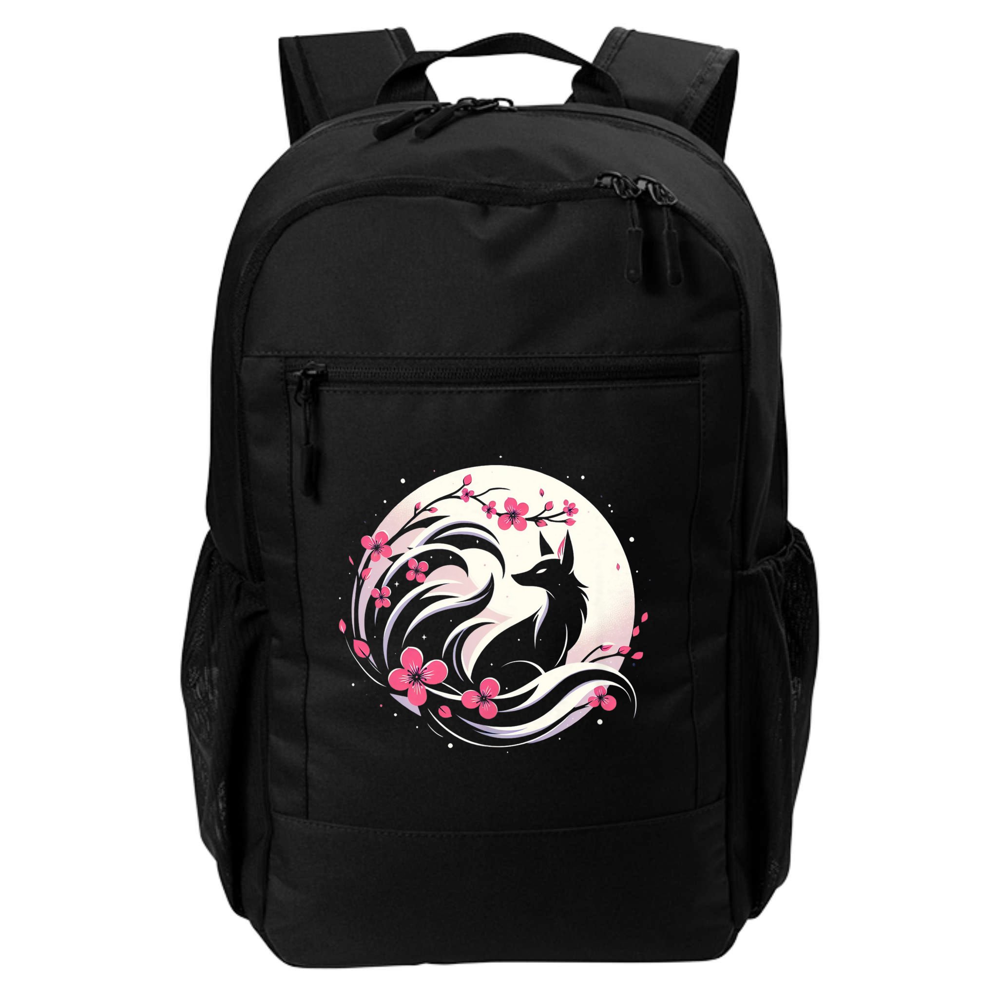 Kitsune Fox Cherry Blossom Flowers Japanese Nine Tailed Fox Backpack