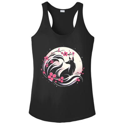 Kitsune Fox Cherry Blossom Flowers Japanese Nine Tailed Fox Ladies PosiCharge Competitor Racerback Tank
