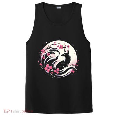 Kitsune Fox Cherry Blossom Flowers Japanese Nine Tailed Fox PosiCharge Competitor Tank