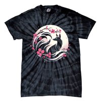 Kitsune Fox Cherry Blossom Flowers Japanese Nine Tailed Fox Tie-Dye T-Shirt