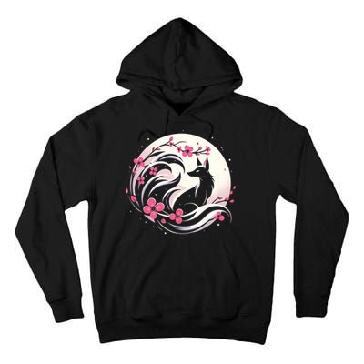 Kitsune Fox Cherry Blossom Flowers Japanese Nine Tailed Fox Tall Hoodie