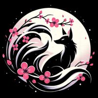 Kitsune Fox Cherry Blossom Flowers Japanese Nine Tailed Fox Full Zip Hoodie
