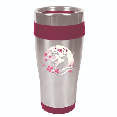 Kitsune Fox Cherry Blossom Flowers Japanese Nine Tailed Fox 16oz Travel Tumbler