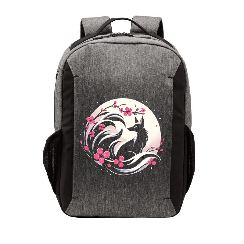 Kitsune Fox Cherry Blossom Flowers Japanese Nine Tailed Fox Vector Backpack