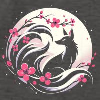 Kitsune Fox Cherry Blossom Flowers Japanese Nine Tailed Fox Vector Backpack