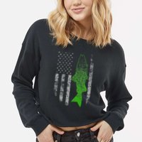 Kokanee Flag Cool Kokanee Fishing Cropped Pullover Crew