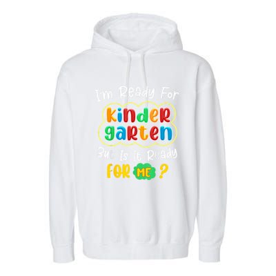 Kids First Day Of Kindergarten Funny Back To School Boy Girl Garment-Dyed Fleece Hoodie