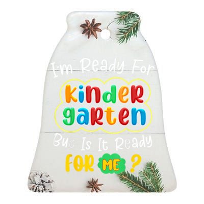 Kids First Day Of Kindergarten Funny Back To School Boy Girl Ceramic Bell Ornament