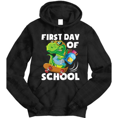 Kids First Day Of School Student Dino Kindergarten Tie Dye Hoodie