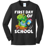 Kids First Day Of School Student Dino Kindergarten Kids Long Sleeve Shirt