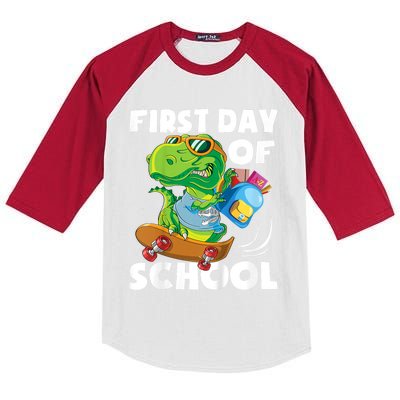 Kids First Day Of School Student Dino Kindergarten Kids Colorblock Raglan Jersey