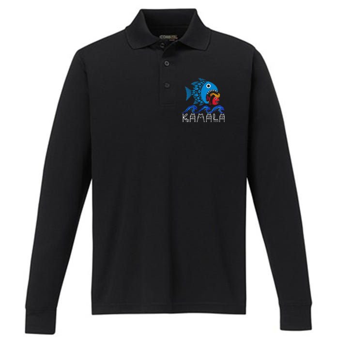 Kamala Fish Eat Fish Performance Long Sleeve Polo