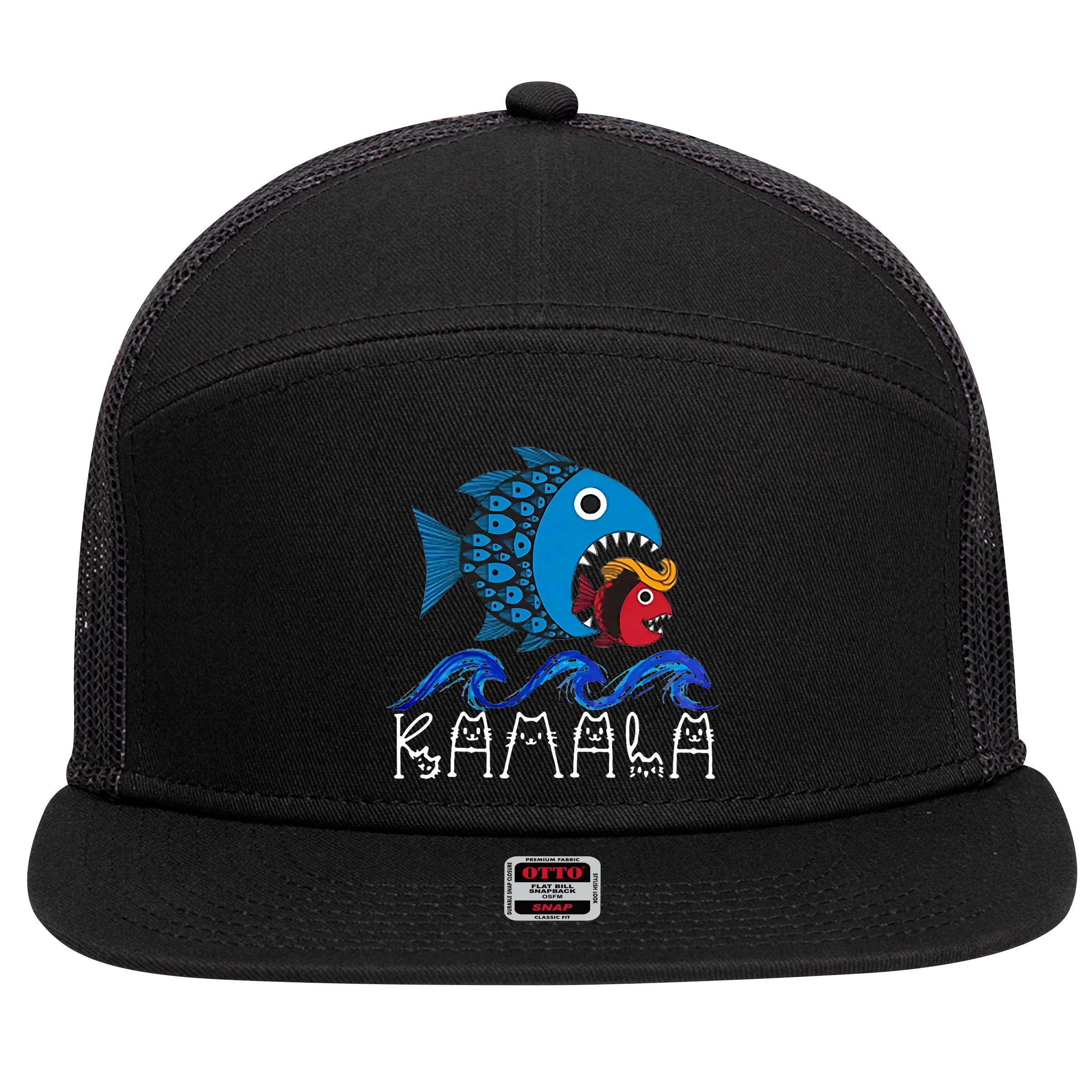 Kamala Fish Eat Fish 7 Panel Mesh Trucker Snapback Hat