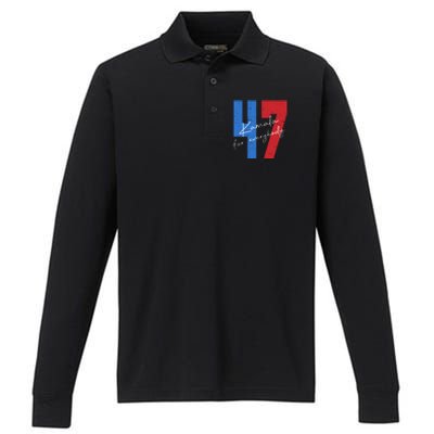 Kamala For Everybody Vote Kamala President Harris 47 Performance Long Sleeve Polo