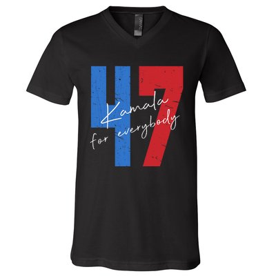 Kamala For Everybody Vote Kamala President Harris 47 V-Neck T-Shirt