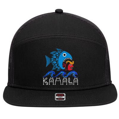 Kamala Fish Eat Fish Gift 7 Panel Mesh Trucker Snapback Hat