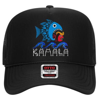 Kamala Fish Eat Fish Gift High Crown Mesh Back Trucker Hat